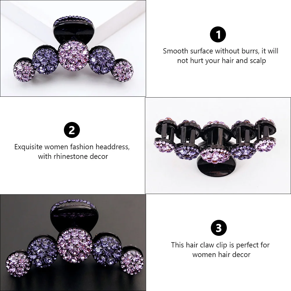 البنفسجي مخلب كليب حجر الراين النساء غطاء الرأس حزب الفك المشبك باريت مشبك شعر كليب اكسسوارات للشعر