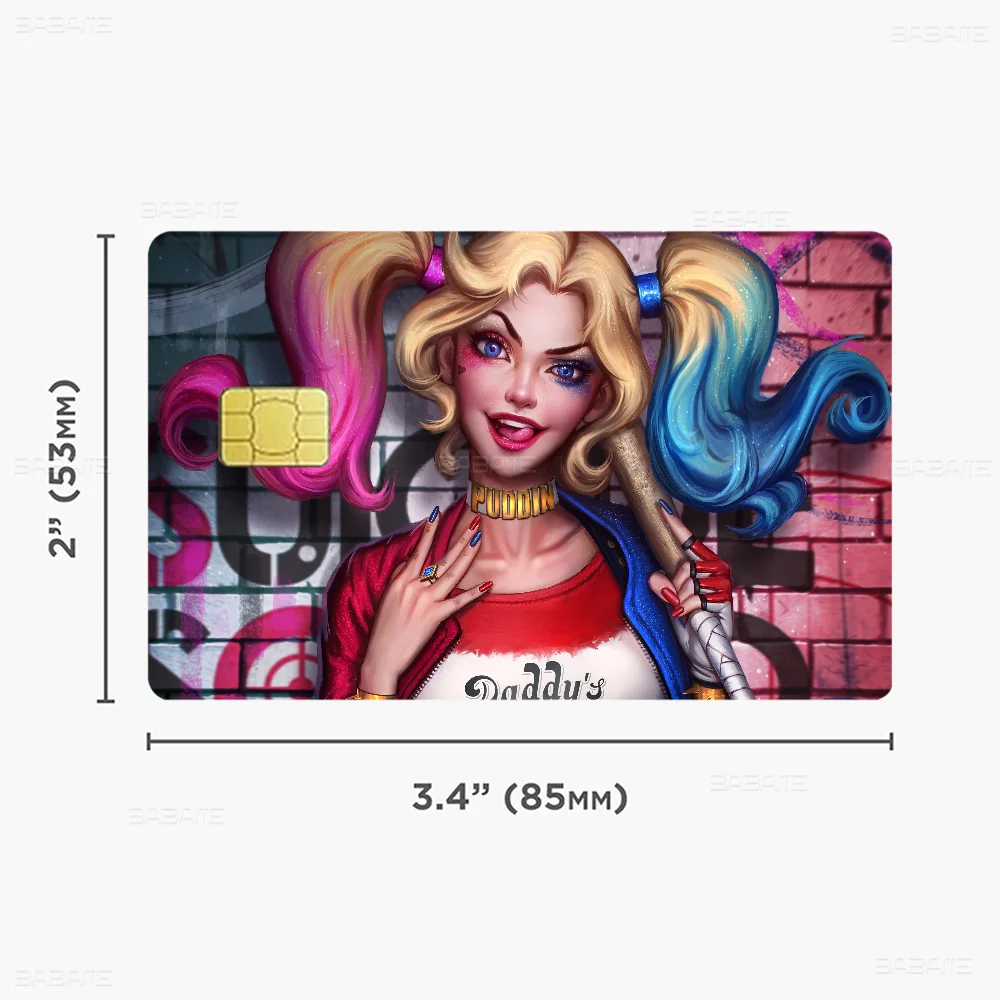 H-Harley Q-Quinn 100% رائجة البيع أمين الائتمان الخصم البنك بطاقة حافلة بطاقة فيلم الجلد ملصق