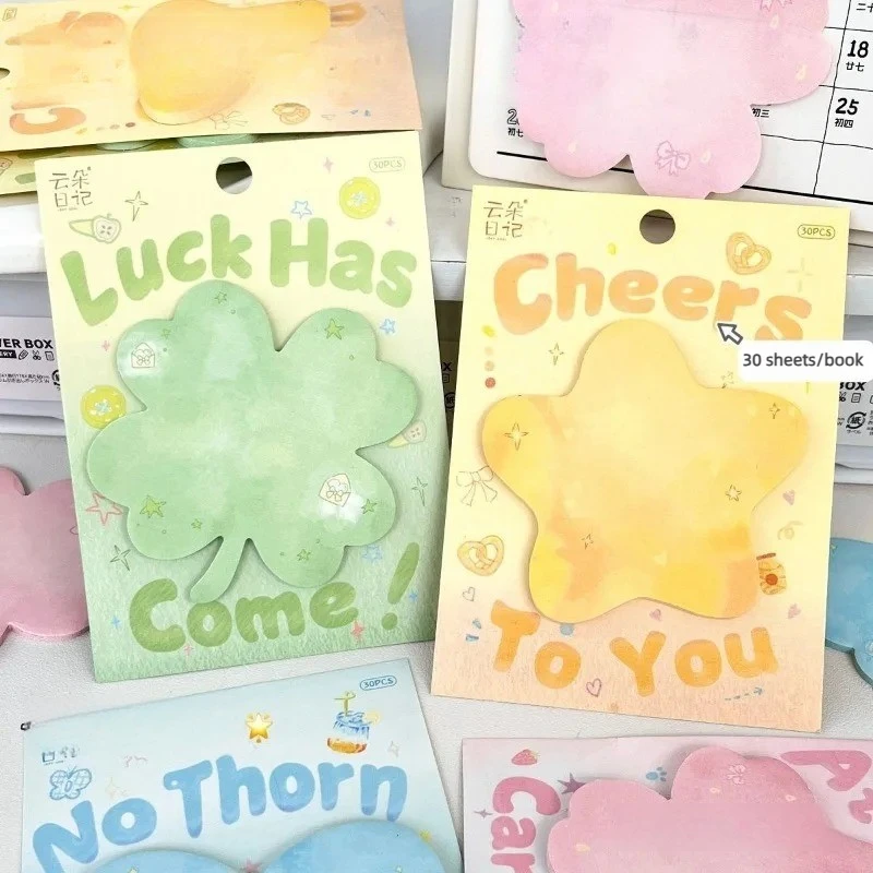 30 Sheets of Paper Special-shaped Notes Ins High-value Students Simple Korean Sticky Message  Journaling Stationery Stickers