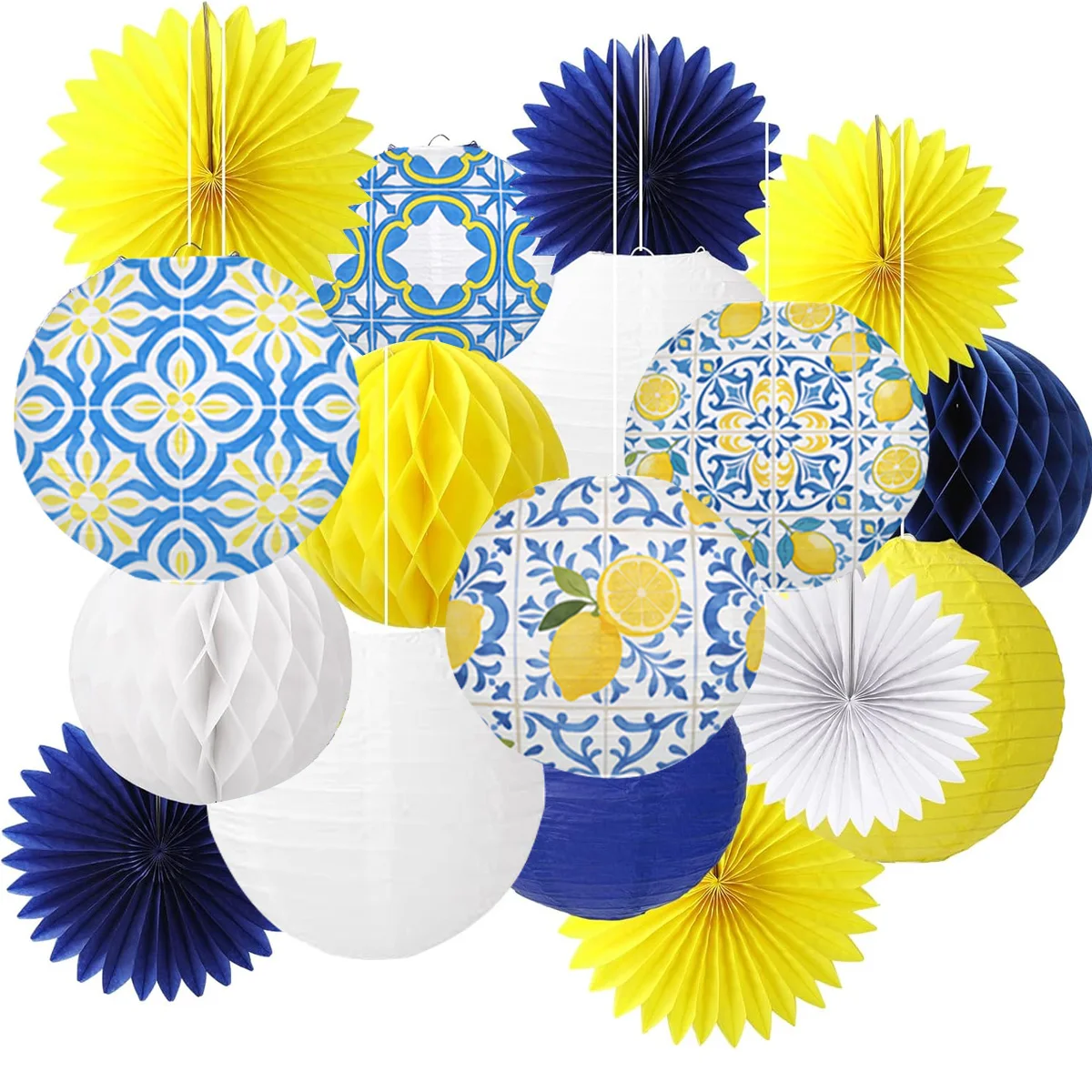 

17Pcs Summer Lemon Theme Paper Lantern Party Decorations - Honeycomb Balls - Paper Lanterns Are Perfect for Lemonade Stands, Suitable for Birthdays, Home, Backyard, and Indoor and Outdoor Settings
