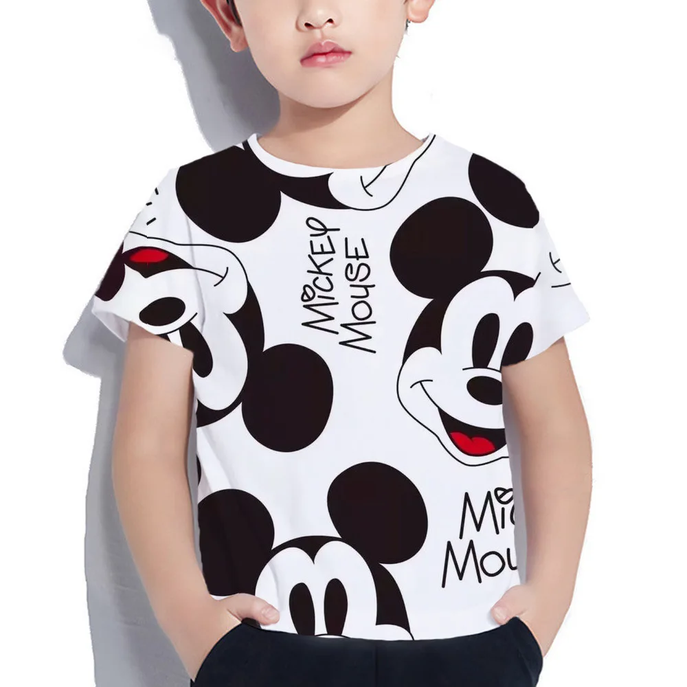 

T-shirt Summer 3D Printing New Mickey Minnie Disney Anime Round Neck Boys and Girls Children's T-shirt Short sleeved Top Clothes