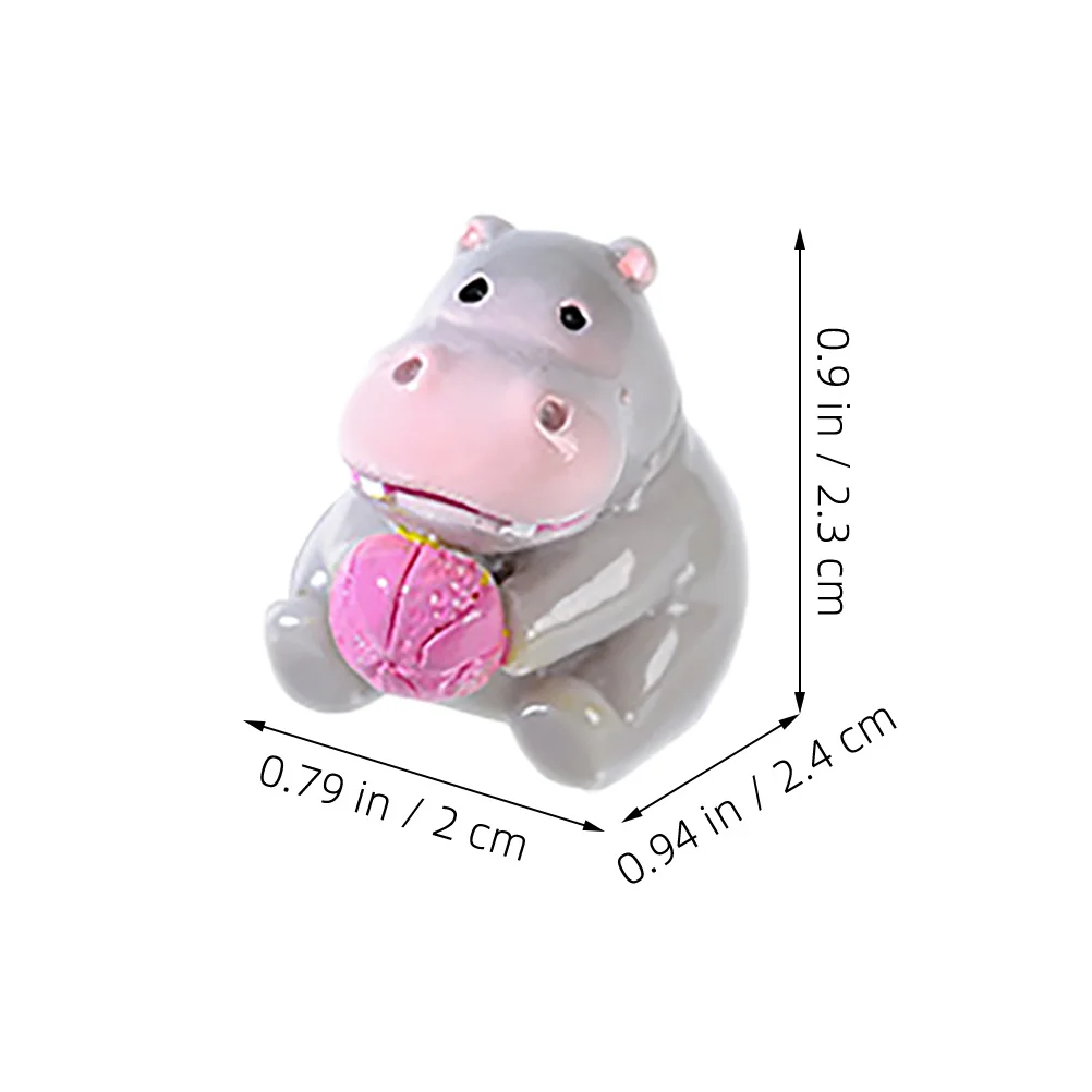 12 pçs mini estatuetas de hipopótamo resina decoração animal pequenas figuras para projetos diy fontes festa painel ornamentos decoração mesa casa