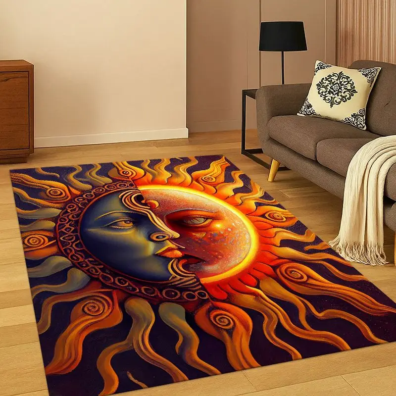 Divination Symbol Sun Moon Tarot Magic Carpet Rug for Bedroom Living Room Sofa Playroom Doormat Home Decor, Area Rug Non-slip