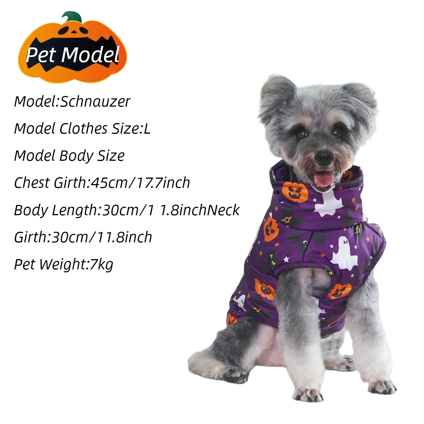 Halloween-Haustierjacke für kleine und mittelgroße Hunde und Katzen, Spinnennetz-Muster, Winter-Outdoor, wasserdicht, warm, Welpenkleidung, Yorkshire-Haustier-Outfits – Detail 1