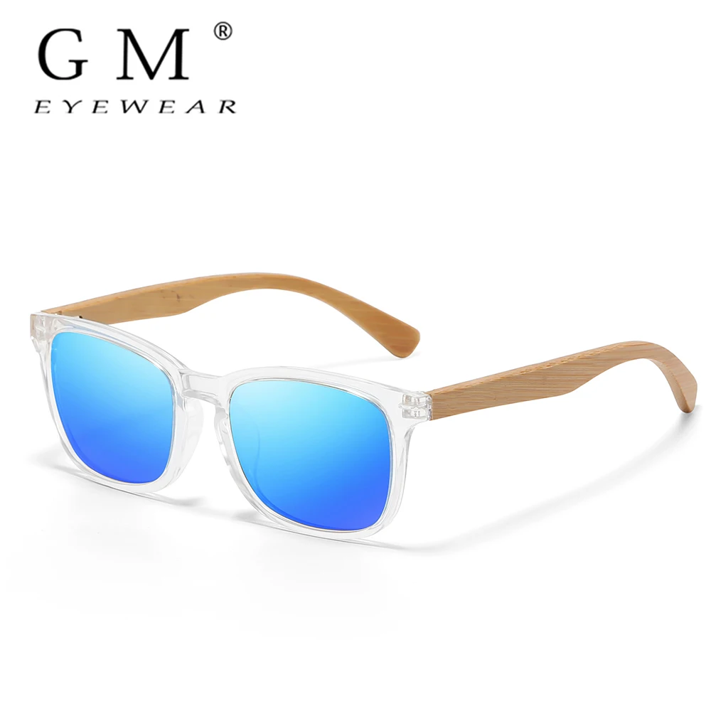 GM - Natural Bamboo Wood Sunglasses,Stylish,Polarized,Coated Lenses,Plastic Framed Bamboo glasses,Silver Lenses,1011