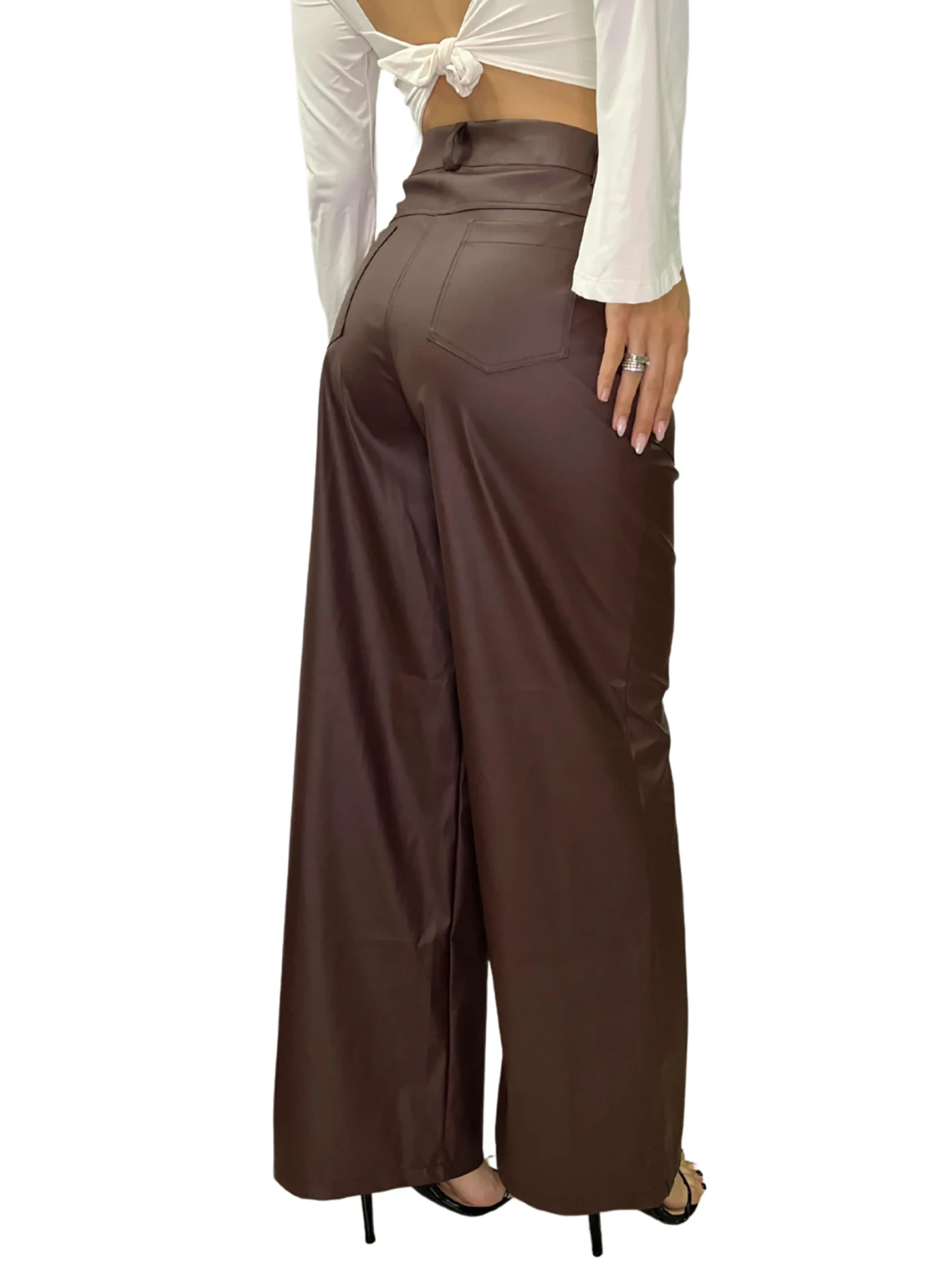 سراويل كاجوال وأنيقة، سراويل نسائية شابة، جيوب جانبية، سراويل عالية الخصر للتخسيس مستقيمة الساق 799 #2