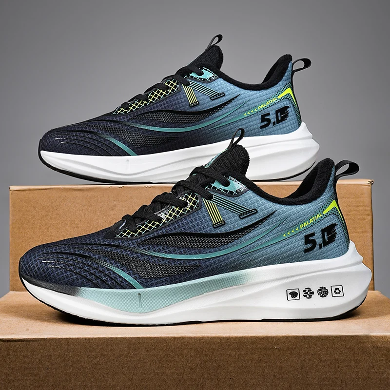 

Sports and leisure shoes, men's shoes, marathon oversized air cushioned shoes, fly woven all season rubber, wear-resistant, anti