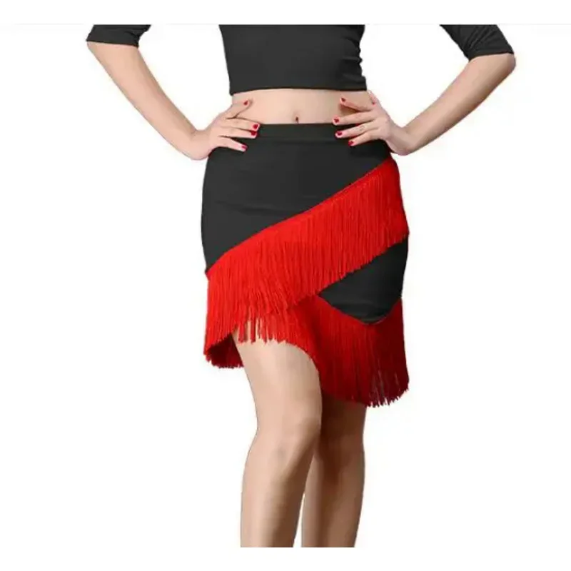 Sexy Latin Dance Skirt Women Double Tassels Adult Practice Clothes Fringe Cha Samba Rumba Costume MN9