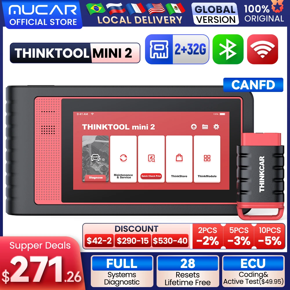 

THINKCAR THINKTOOL MINI2 OBD2 Scanner Diagnostic Tool Full System Scan Tool 28 Resets Car Diagnostic Scanner ECU CODING