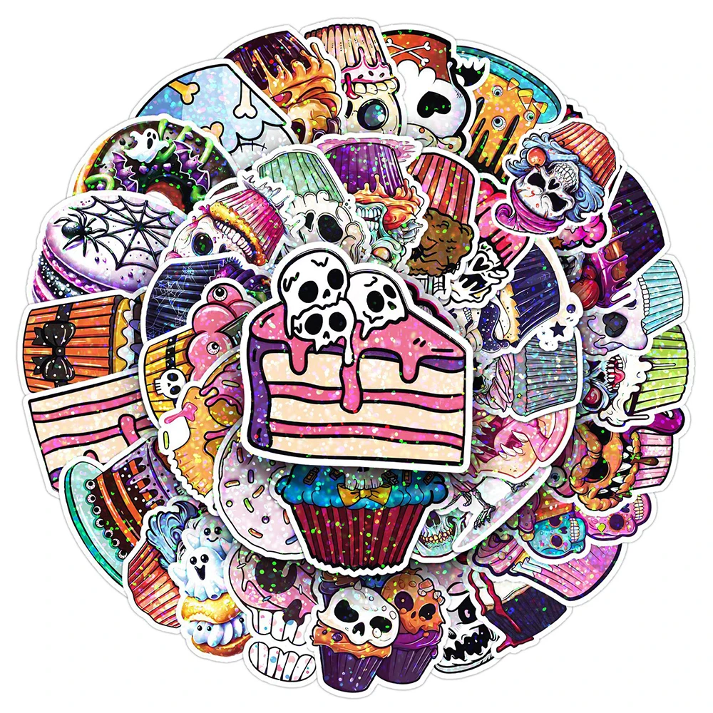 10/30/50Pcs Schädel Dessert Cartoon Aufkleber Halloween Dekoration Aufkleber Spielzeug Gothic Graffiti Skateboard Laptop Telefon Fall