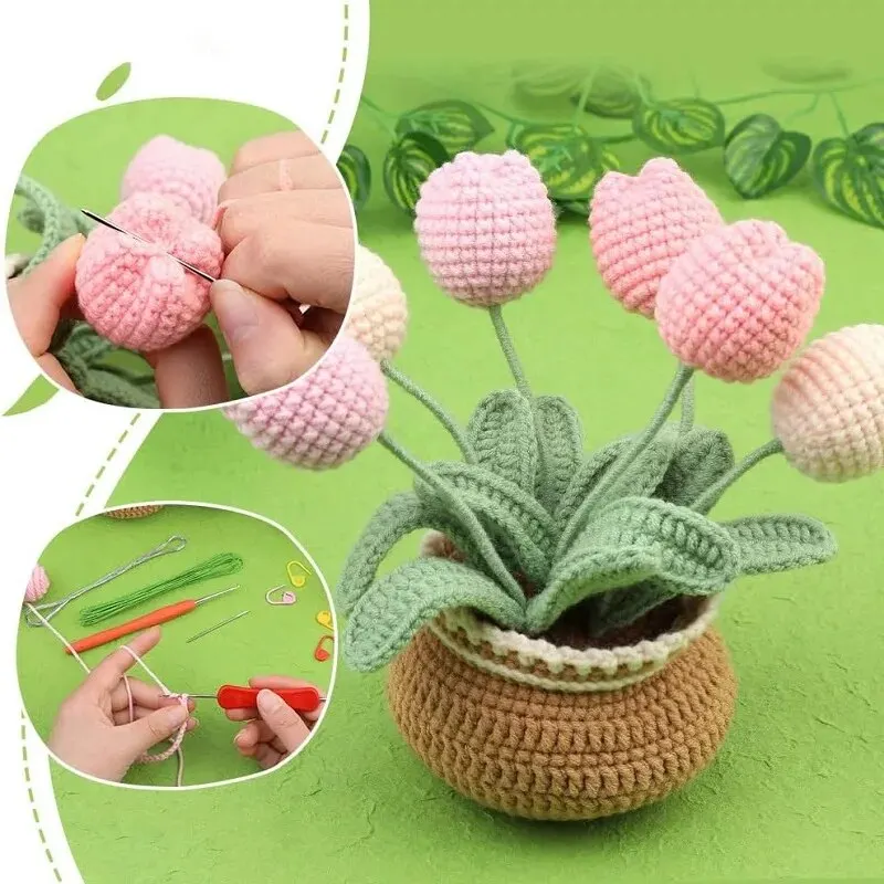 BUDDUR Crochet Knitting Kit With Cotton Yarn Thread And Instruction For Fabric Weaving DIY Non-finished Materials Package