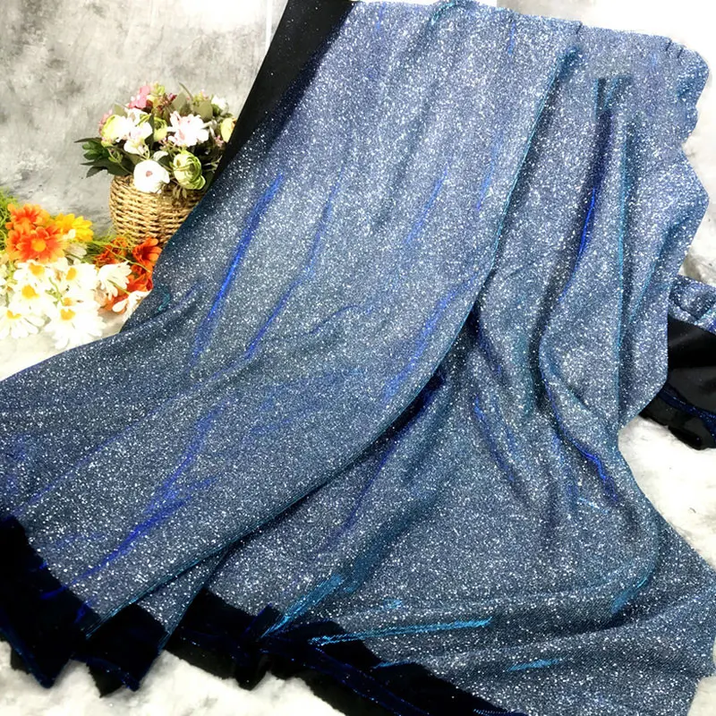 Glitter Knitted Stretch Fabric Starry Sky Design Wedding Decorative DIY Crafts Skirt Curtain Party Decor Gradient Cloth Supply