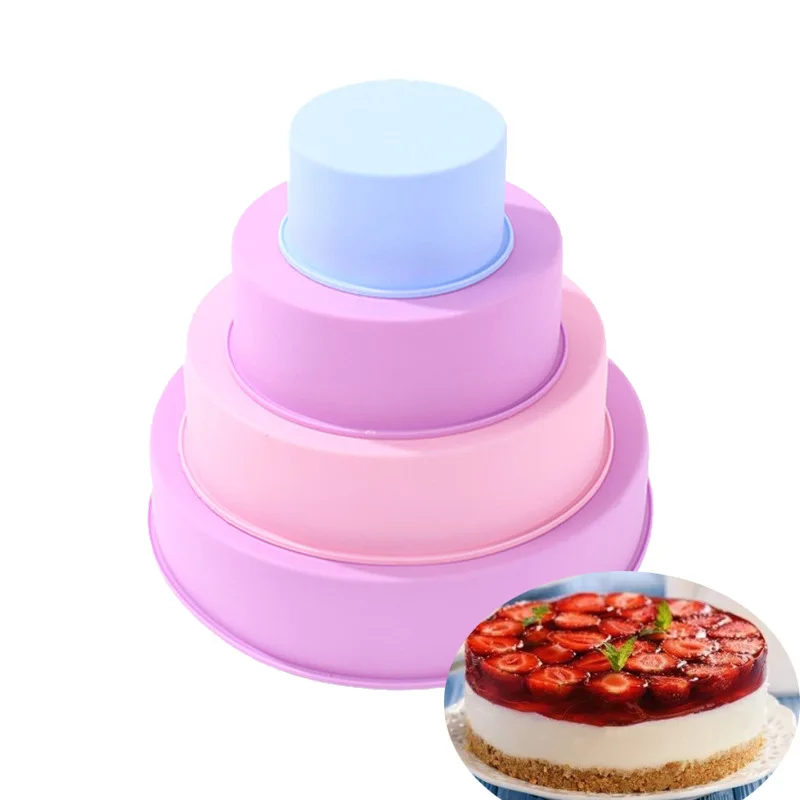 Cake Silicone Mold 4 6 8 10 inch Cake Baking Pan Mousse Gummy Cylinder Mold Pastry Dessert Jelly Baked Cake Mold