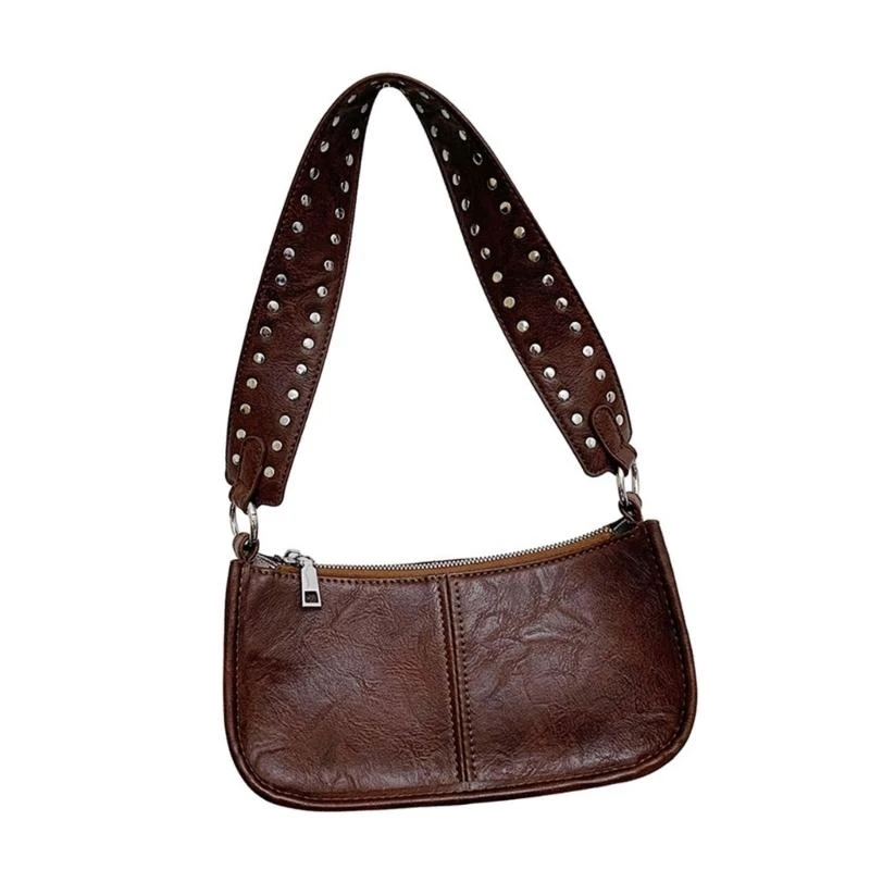 

Stylish Women's Crossbody Purse with Removable Strap Rivets Studded Shoulder Bag