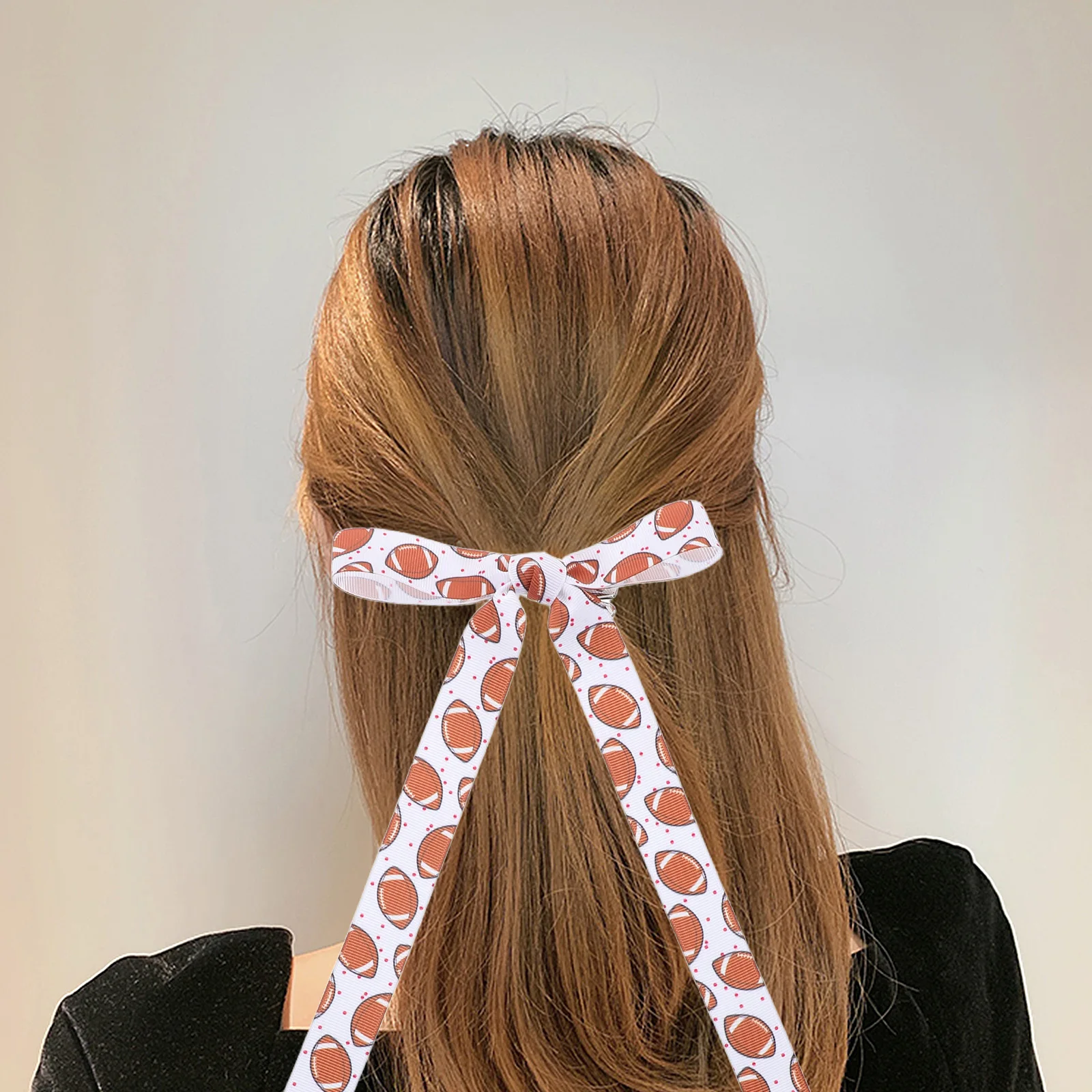 

Girls Teens Kids Accessories Bow Hairpin Carnival Headgear Bowknot Ribbon Design Football Shape Sport Theme Festive for Women