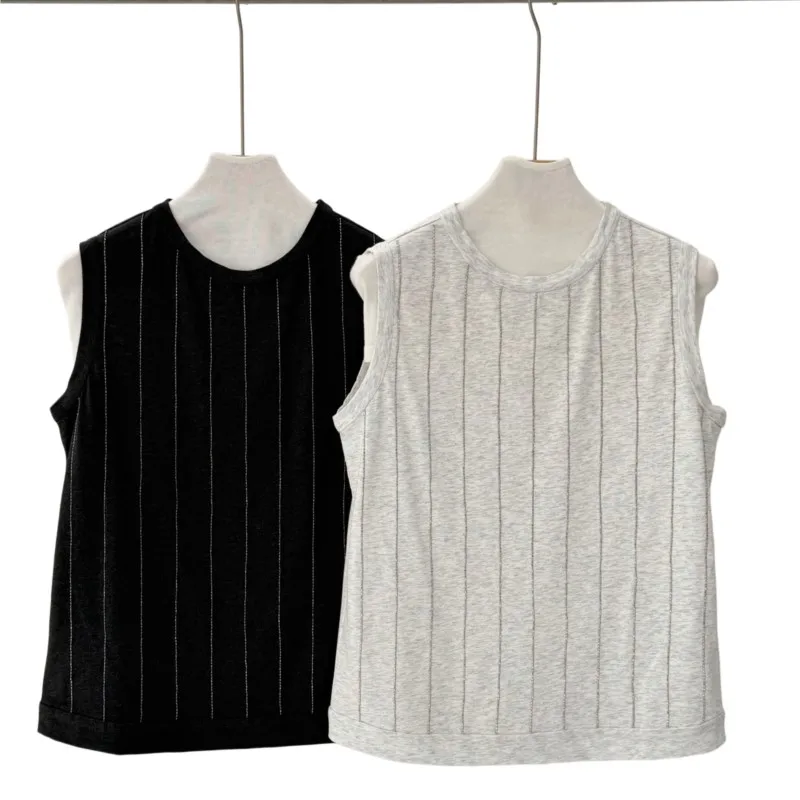 

Women's Striped Sleeveless Top Cotton Linen Blend Summer Vest Striped Top Sleeveless Casual Tee for Summer Wear