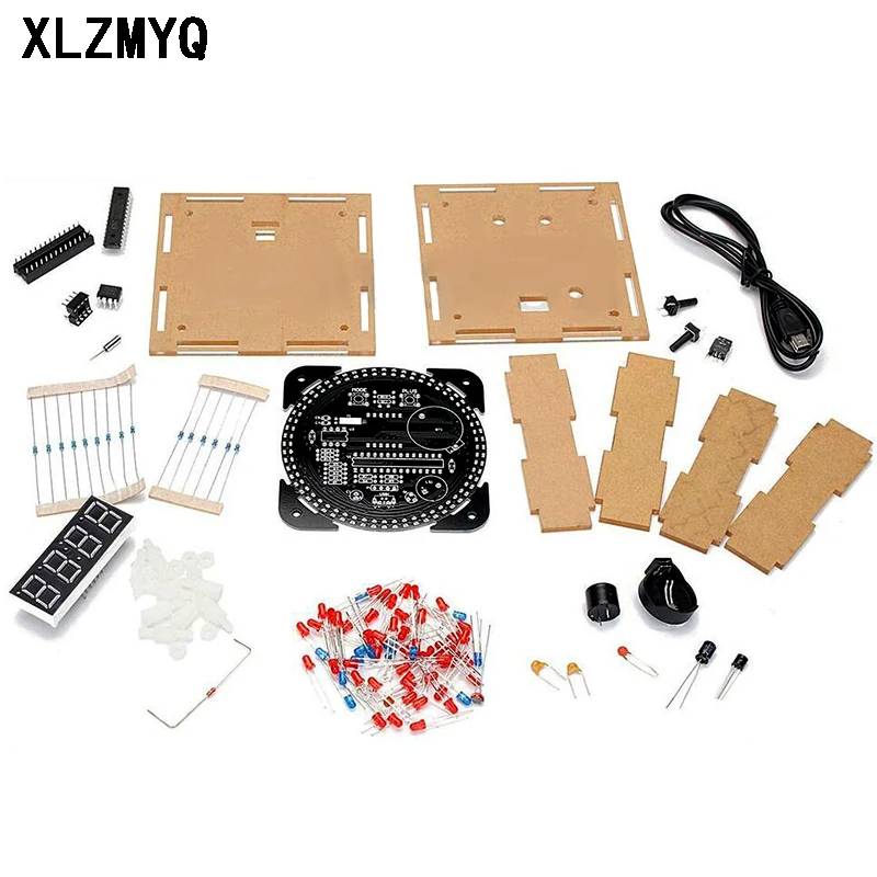 DS1302 DIY Rotating Digital LED Display Module Alarm Electronic Digital Clock Kit 51 SCM Learning Board 5V DS1302 DIY Kit