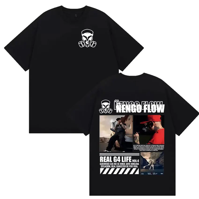Rapper Nengo Flow Real G4 Life Tour Fashion Design T Shirt Mens Women Fashion Hot Sale T Shirts Vintage Oversized Cotton T-shirt