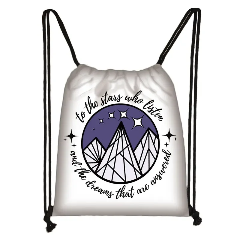 Acotar Velaris Drawstring Bag Noite Tribunal De Armazenamento Sacos De Ombro para Viagem SJM Cidade de Starlight Bookish Mochila Sapatos Titular