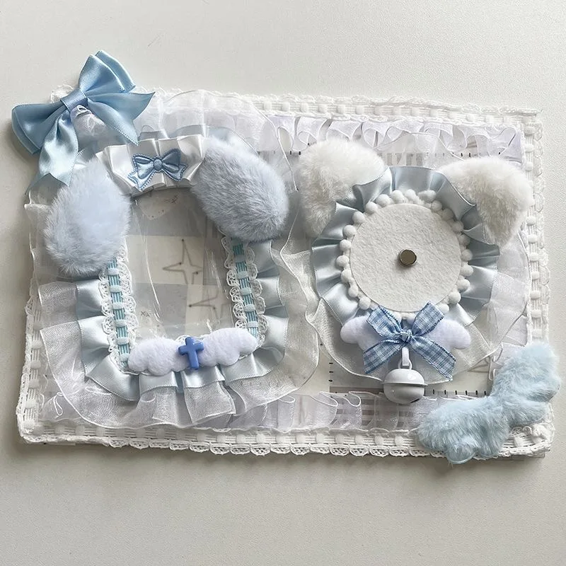 Handmade Lace Ita Bag Badge Organizer Display Board Cute Plush  Lace Edge Badge Holder Card Kawaii Decor Ita Bag Accessory