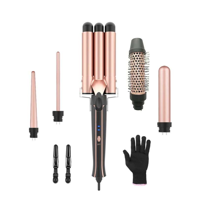 Curling Iron 5-in-1, Suitable for All Hair Types and Lengths Waving Rod Curling Iron Set, 30-second Instant Heat, No Hair Damage