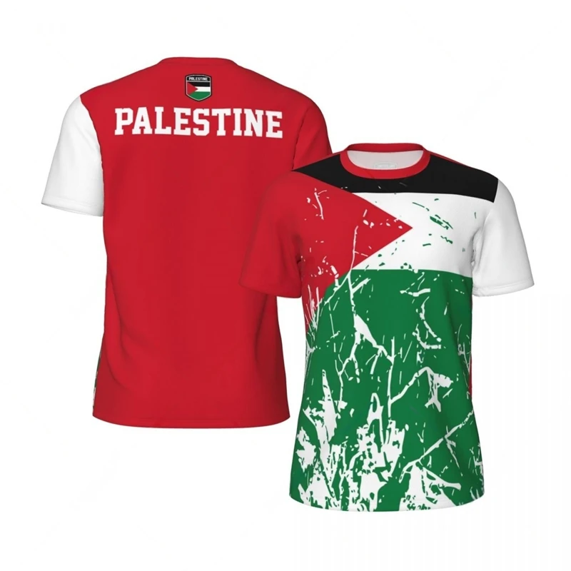 Palestine Flag Football T Shirts For Men Fashion Summer National Emblem 3D Printed Jersey Casual Quick Dry Breathable Tees Tops