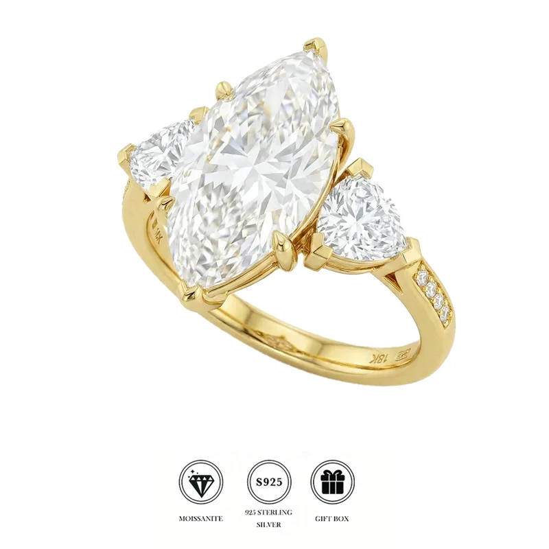 6CT Marquise Cut Moissanite Bridal Rings Set Lab Diamond Opening Engagement Ring Set for Women 925 Sterling Silver Eternity Band