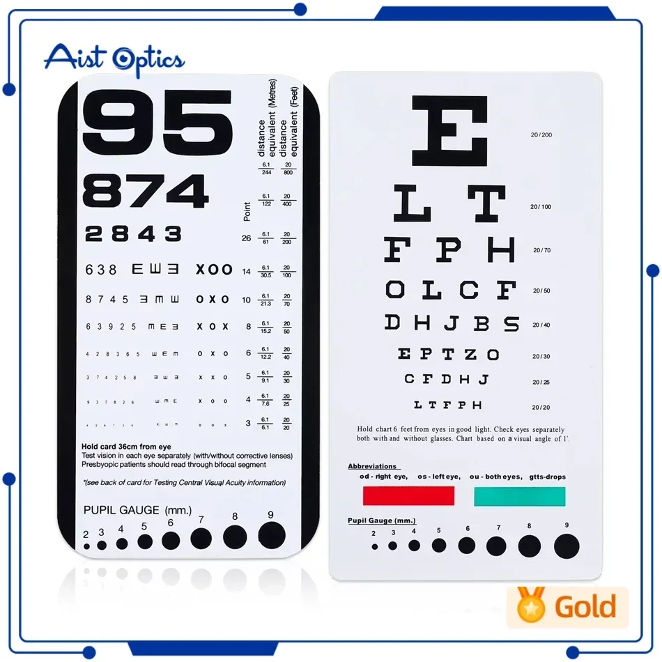 Far Near Vision Standardized Eye Chart Visual Testing  Pocket Eye Chart, Snellen Pocket Eye Chart Rosenbaum Pocket