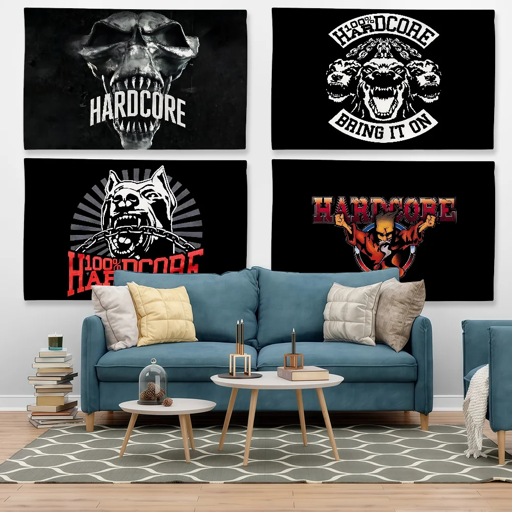 Fashion 100 H-Hardcore Flag Tapestry Outdoor Party Bedroom Living Room Dormitory Decorative Themed Wall Hanging Banner Gift