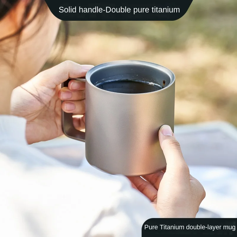 Titanium Outdoor Double-Layer Insulated Camping Water Cup Tea Filter Portable Anti-Scalding Office Travel