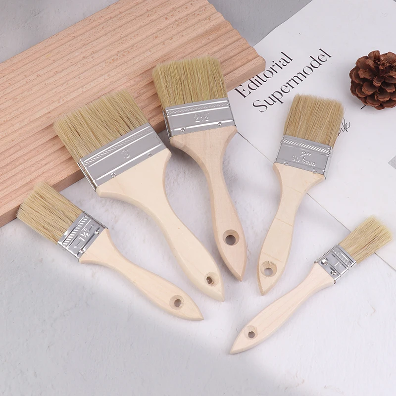 3pcs Paint Brush Wooden Handle BBQ Brush Soft Hair Painting Brushes For Wall And Furniture Paint Tool Set