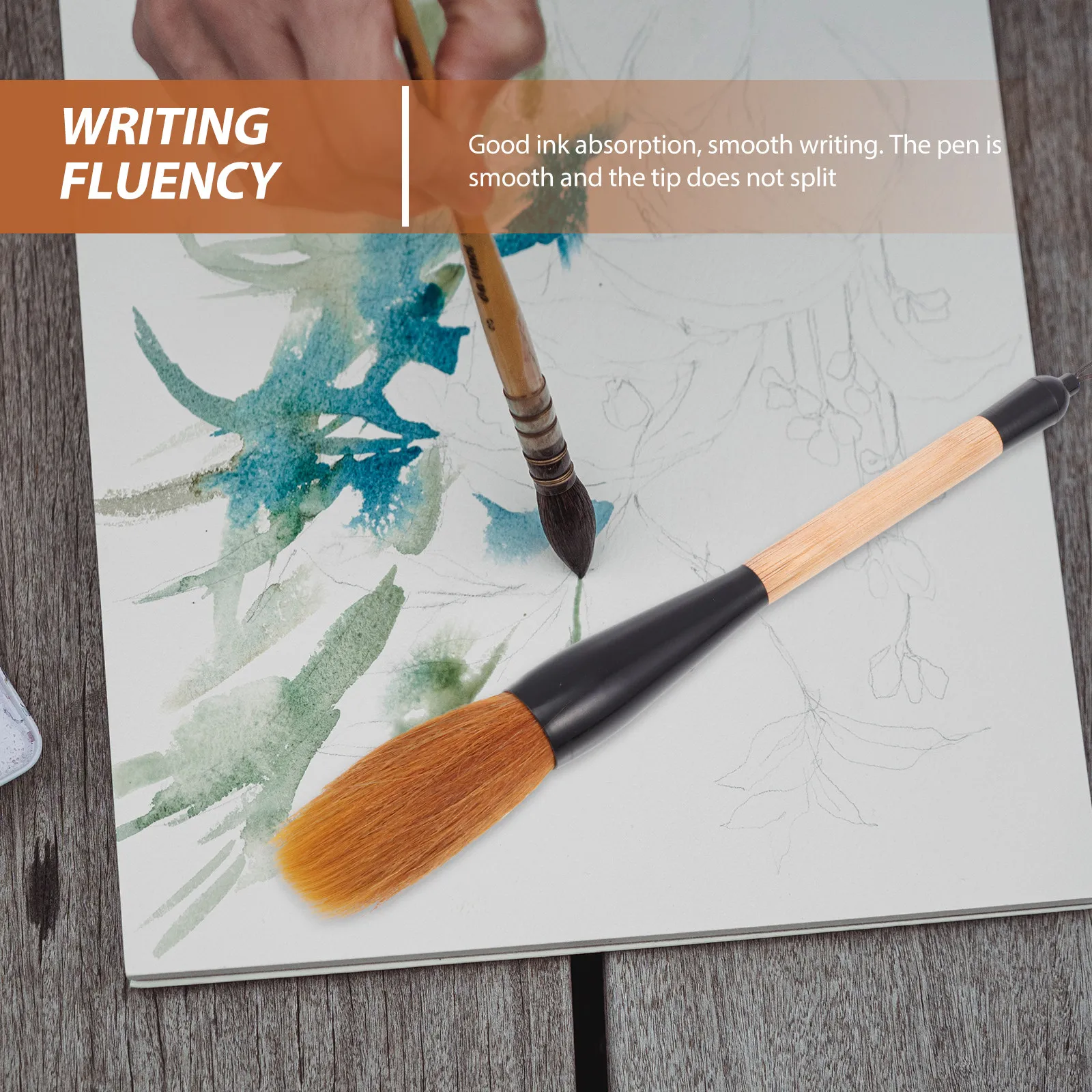 

Большая китайская каллиграфическая кисть-ручка, профессиональная портативная кисть-ручка с хорошим впитыванием чернил, для плавного письма и рисования куплетов