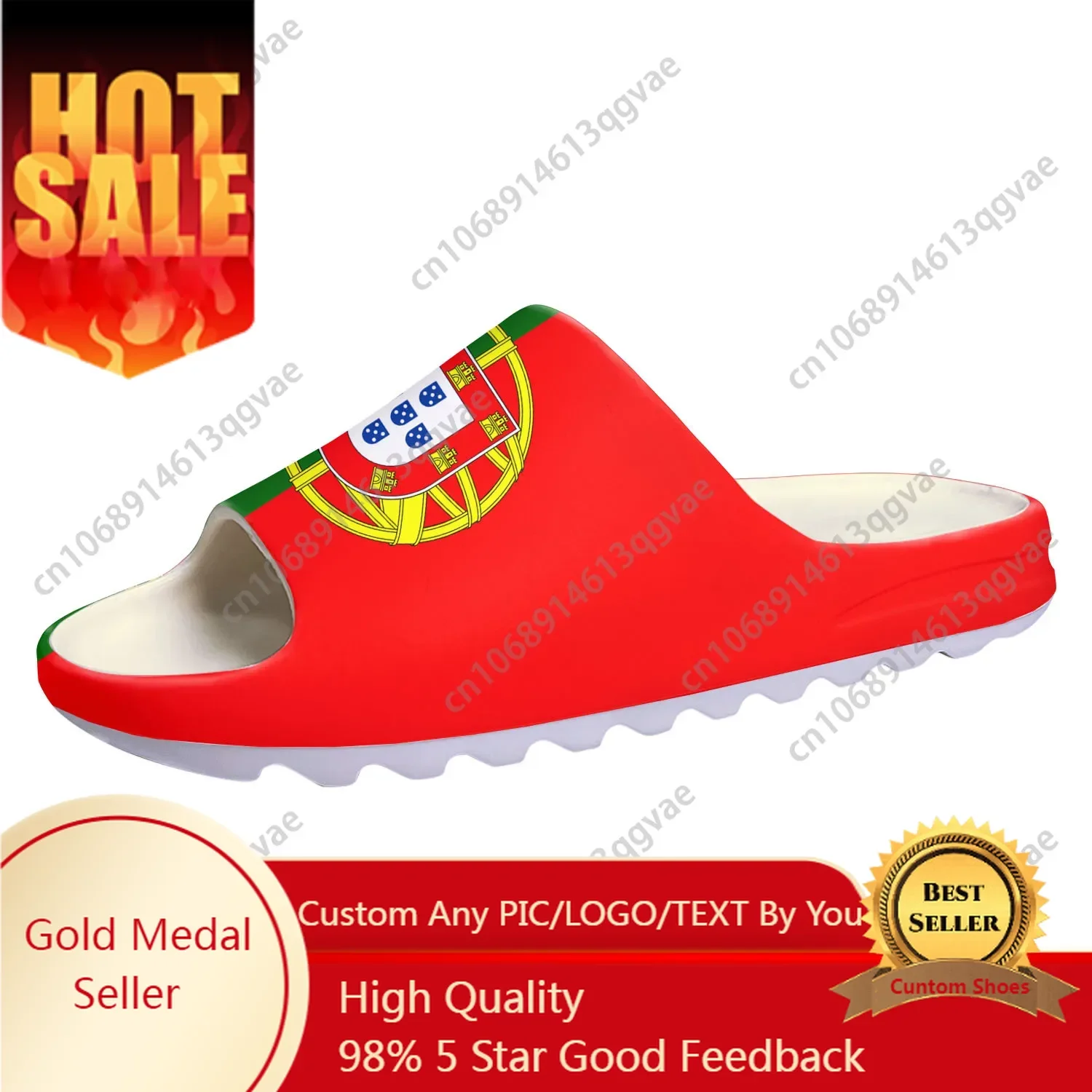 

Portugal Flag Soft Sole Sllipers Home Clogs Step on Water Shoes Mens Womens Teenager Bathroom Beach Customize on Shit Sandals