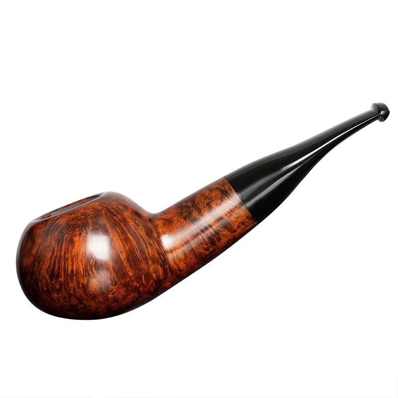 MUXIANG Handmade briar tobacco pipe briar wood smoking pipe tomato pipe fat man pipe 9mm filter black acrylic cigarette holder