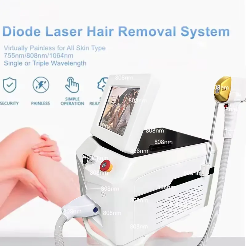 4500W High Quality 808 Diode Laser Hair Removal 3 Wavelength 755nm 808nm 1064nm Diode Permanent Laser Hair Remo， Beauty Shop