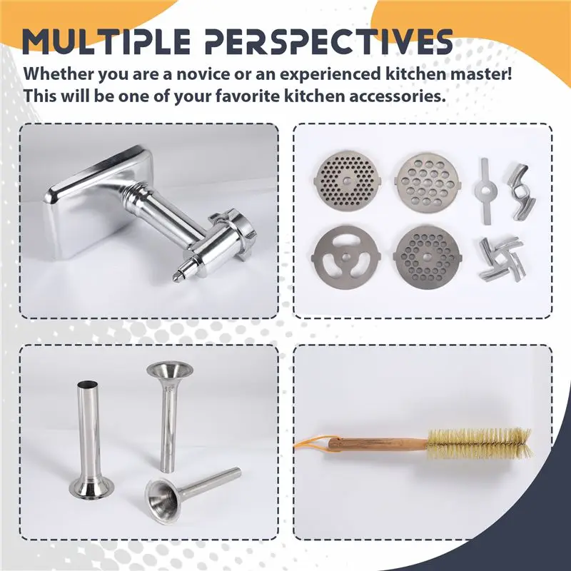 Removable 1 Set Metal Food Grinder Attachment For Kitchenaid Stand Mixers, Meat Grinder Attachment Included
