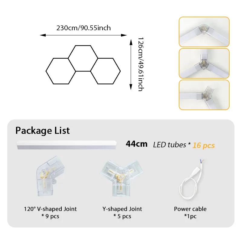 Zeshoekige led-verlichting auto plafondverlichting zeshoekige led-lampen super helder 6500K LED buis auto detailing showroom 4S werkplaats