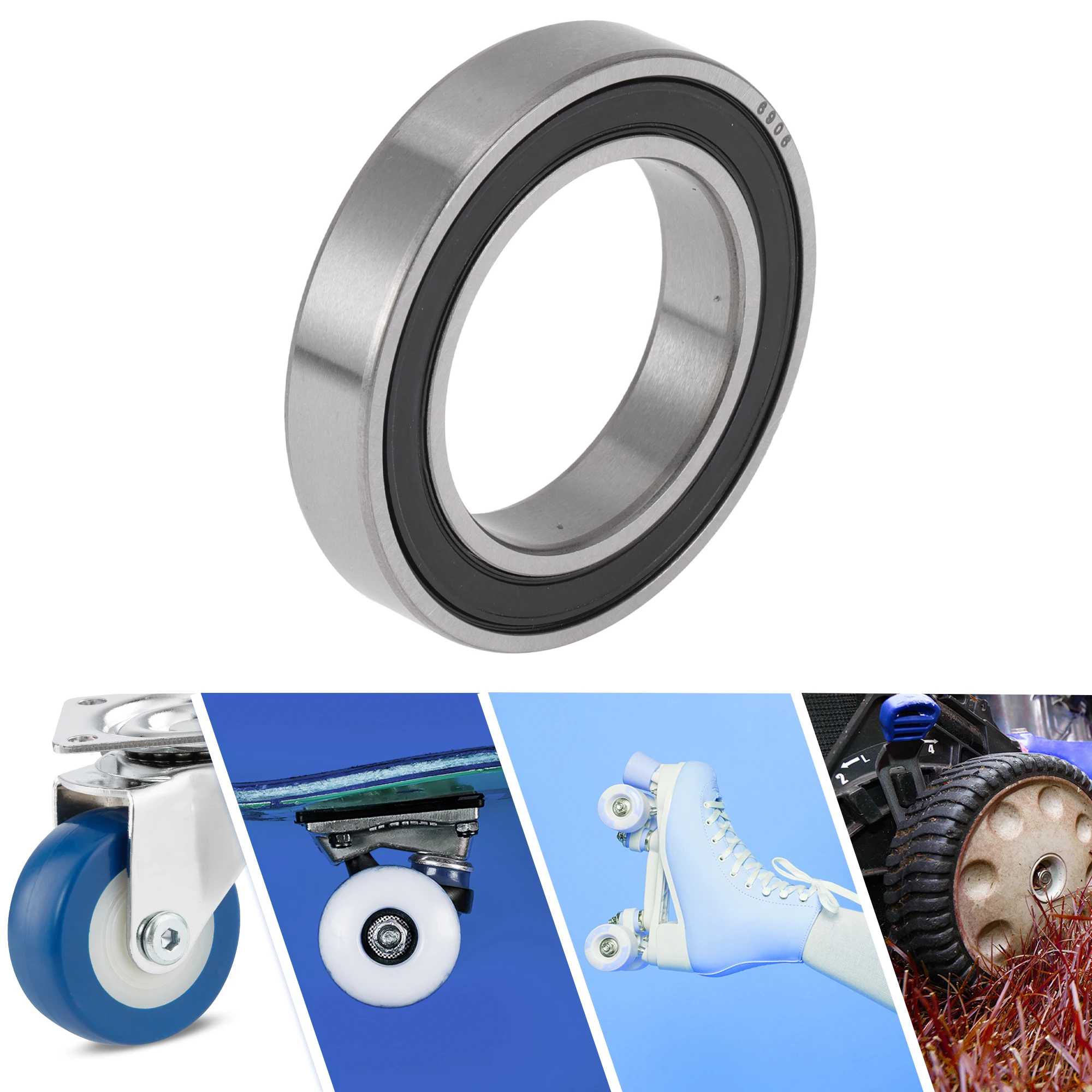 Motoforti 6906DDU Deep Groove Ball Bearings Lubricated Bearings Double Rubber Seal 30x47x9mm Black Silver Tone