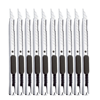 10PCS 30 60Degree Retractable Box Cutter 9MM Blade Utility Knife Carbon Steel Self-Locking Design Cutting Tools Wallpaper Carton