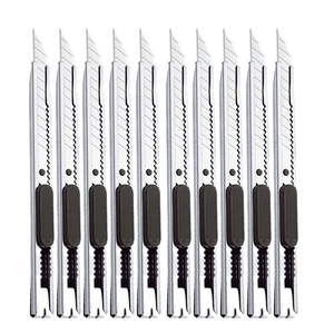 Kesici katlanır karbon çelik Bıçak, Maket Bıçağı, kendinden kilitlemeli tasarım, kesme Aletleri, Kağıt, duvar, Kutu, 9mm, 30 ve 60 derece, 10 adet 12 - En çok satan, asma, tahta - №12