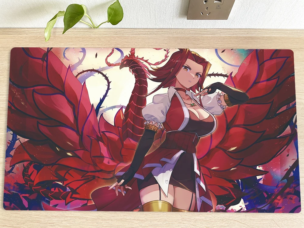 

YuGiOh Table Playmat Black Rose Dragon & Akiza Izinski TCG CCG Mat Trading Card Game Mat Mouse Pad Gaming Play Mat Mousepad