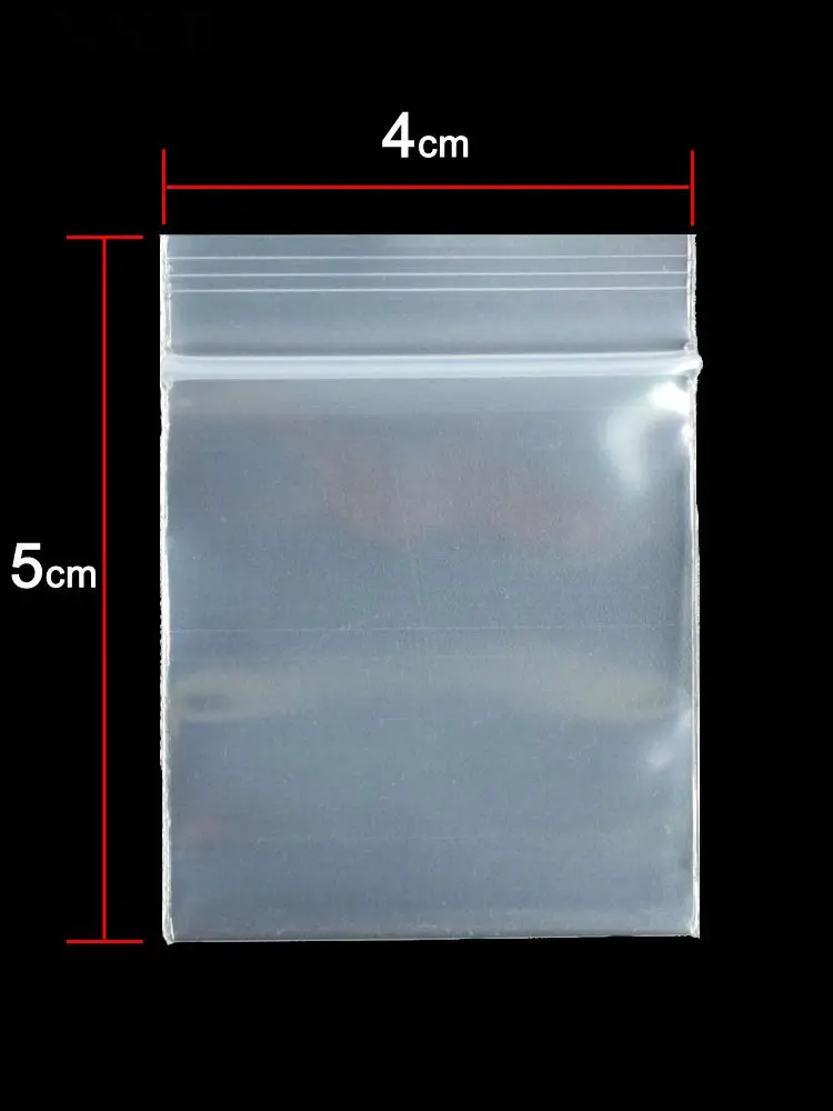 4x5cm Small Bag 1000pcs Clear Super Thicker PE Mini Ziplock Bags Ring/Crystal Plastic Packing Pouch Zipper Reusable Seed Package