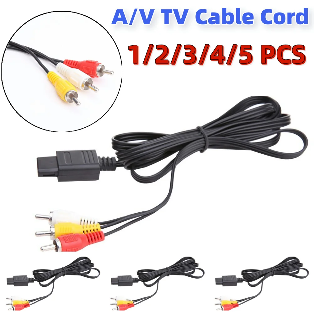 1-5PCS AV Audio Video A/V TV Cable Cord for 64 N64 GameCube NGC SNES SFC