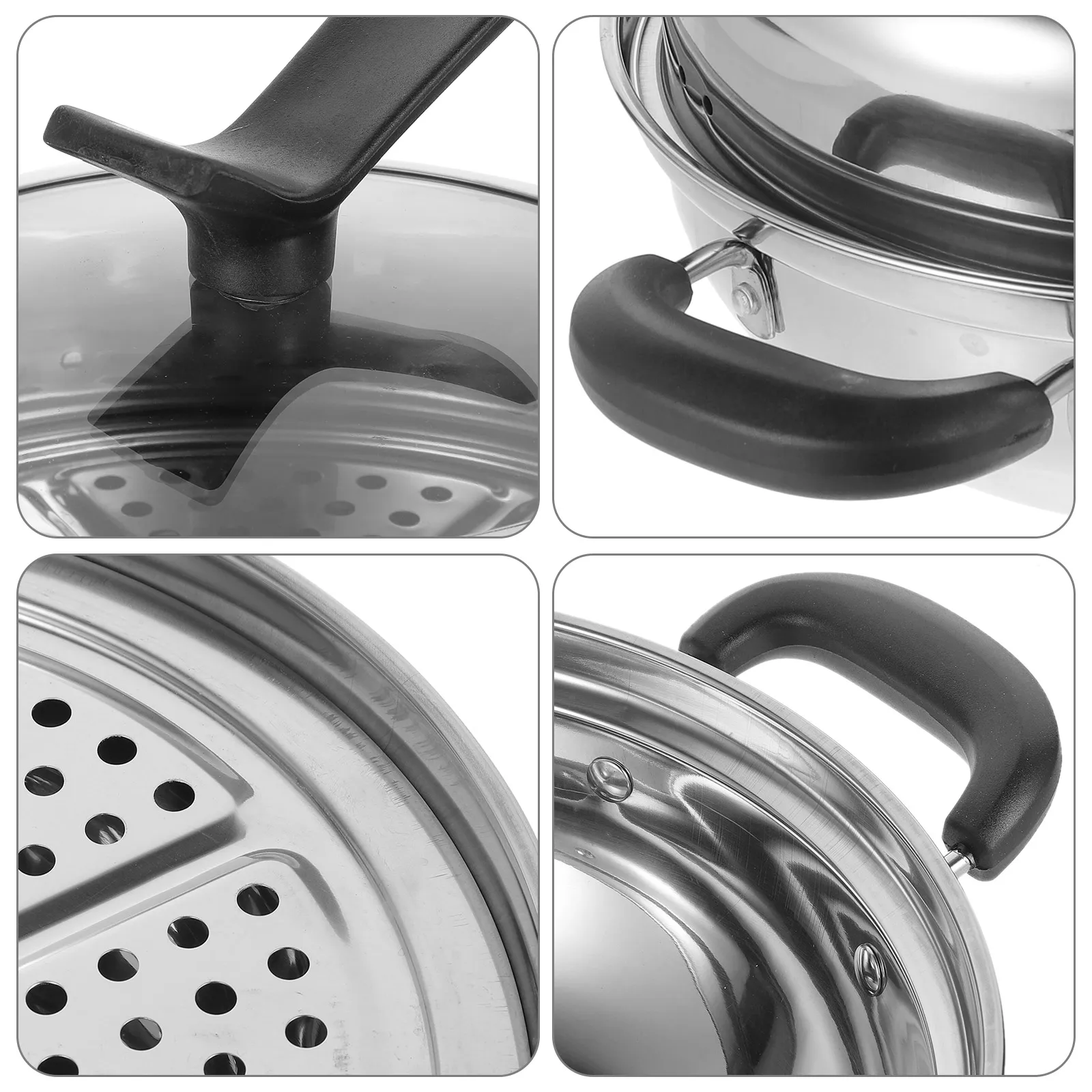 

Stainless Steel Steaming Pot 26cm Multifunctional Soup Cookware Easy Clean Smooth Surface Practical Kitchen Helper