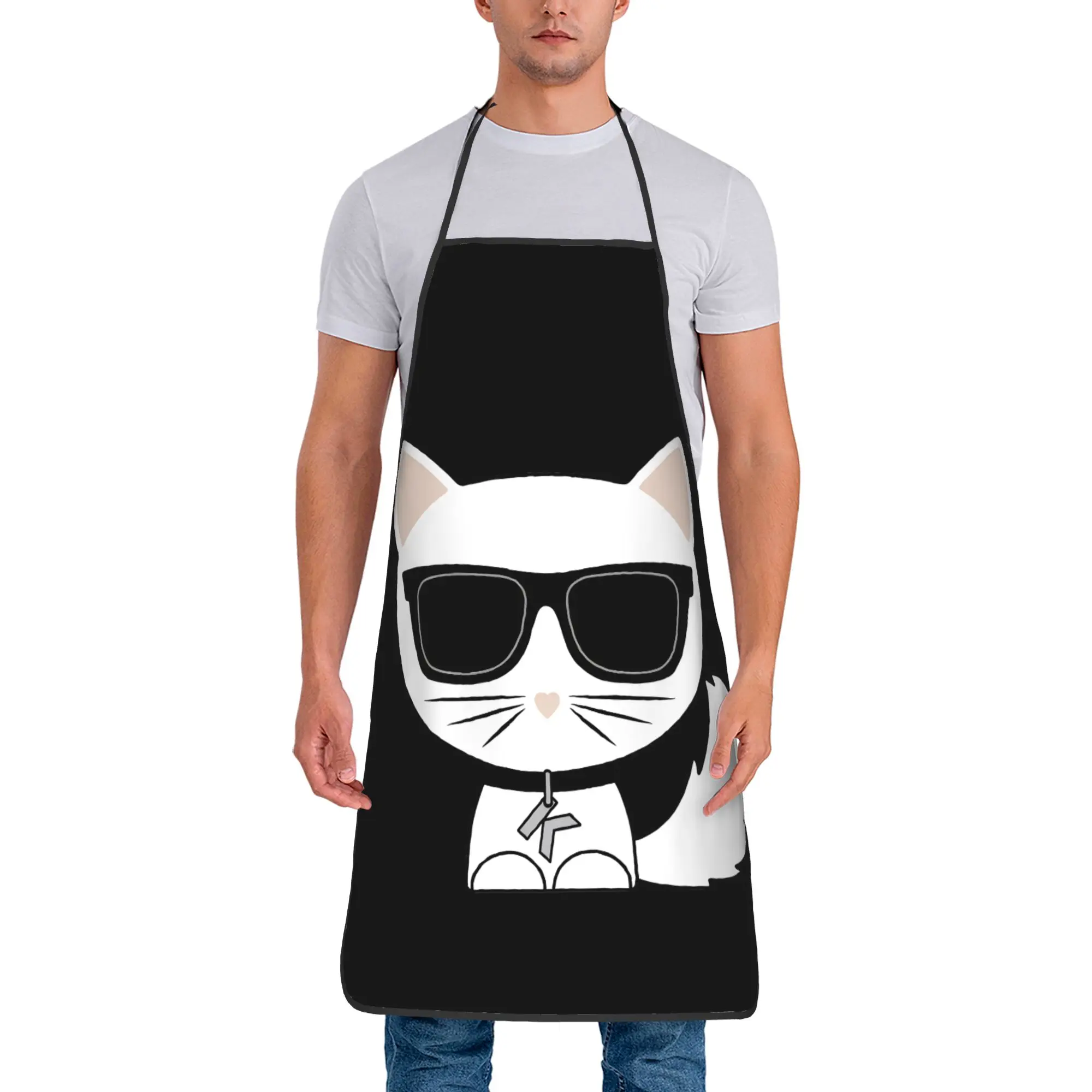 Fashion print Spectacled Cat Apron  Cleaning Adult Kitchen Accessories Restraunt Custom Aprons without Pocket