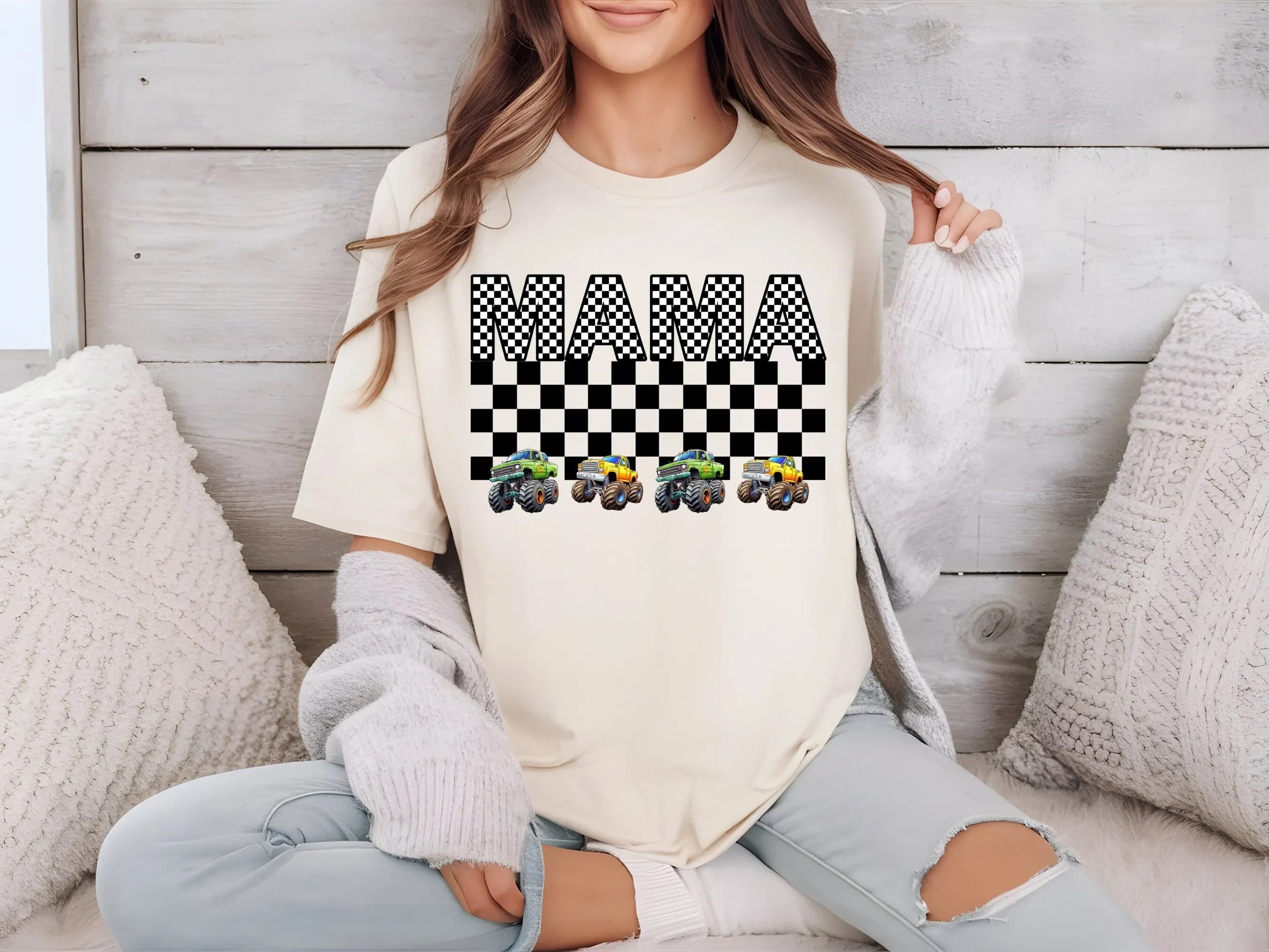 Camiseta Monster Truck Mama para mamá embarazada, fiesta de cumpleaños de niño, nueva fiesta de bienvenida para bebé