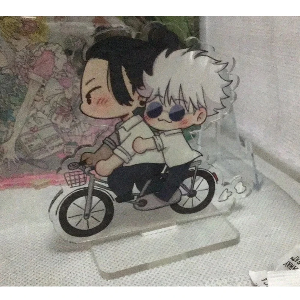 Bonita versión Q Jujutsu figura acrílica soporte de exhibición Satoru Gojo Geto Suguru periférico de animé adorno de escritorio Prop