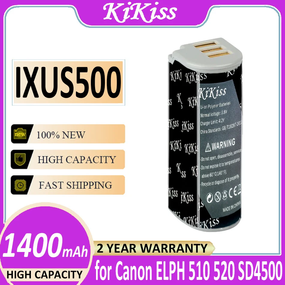 Battery 1400mAh For Canon ELPH 510 520 530 HS for PowerShot N SD4500 IS IXUS 1000 1100 500 hs IXY 50S Camera Bateria