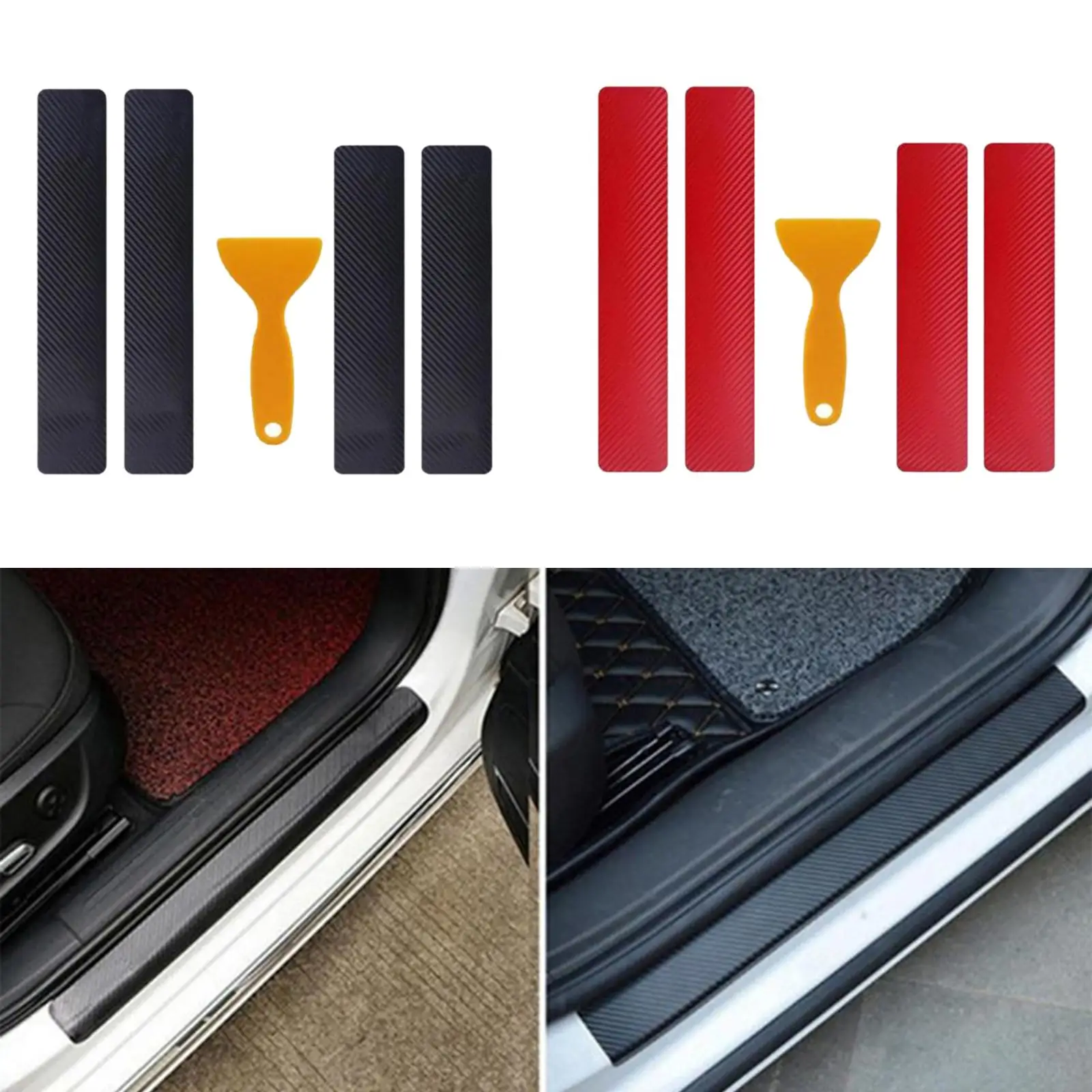 8Pcs Door Sill Entry Guards 3D Durable Scuff Plate Film for Car SUV