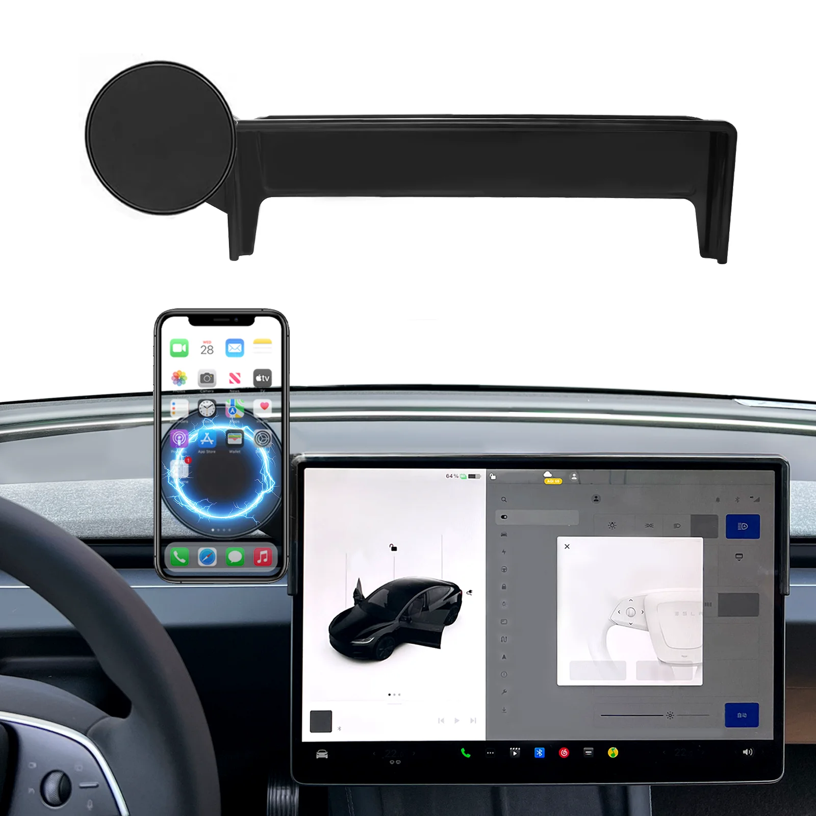 

For Tesla Model Y Juniper 2025 Magnatic Car Phone Mount Holder for Model 3 2023-24 Model 3 Highland 2024-2026 Screen Fixed Base